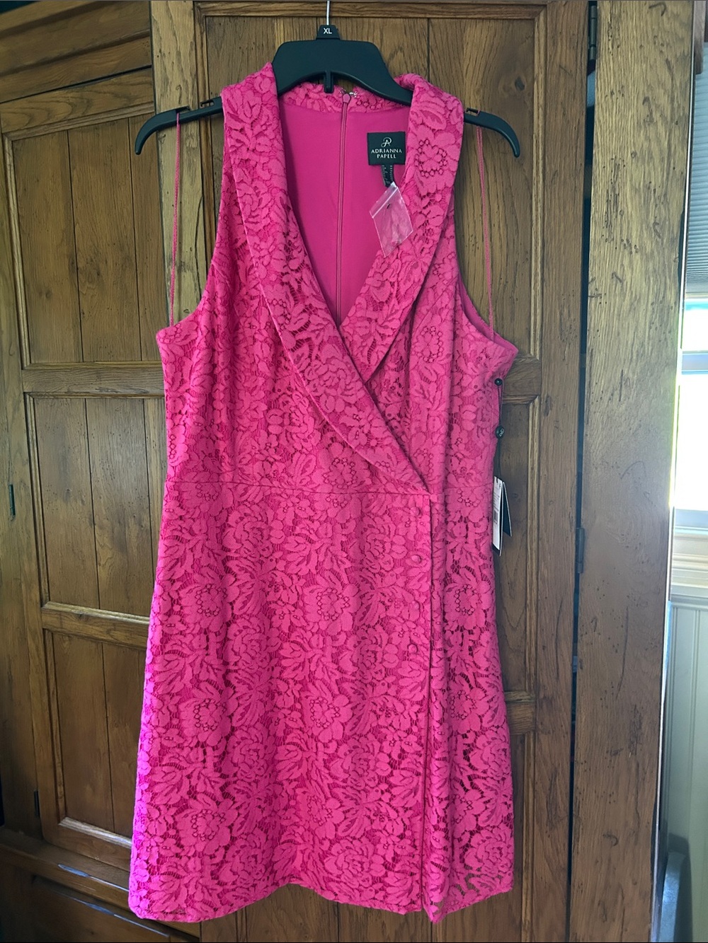 Adrianna Papell Hot Pink Floral Lace Mini Dress